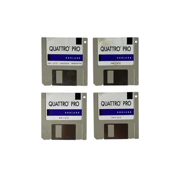 Original 1989 Borland Quattro Pro 3.5 Floppy Disks Purple Variant Rare - Picture 1 of 2